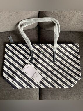 Lacoste L.12.12 Concept Tote handbag diagonal strips NWT